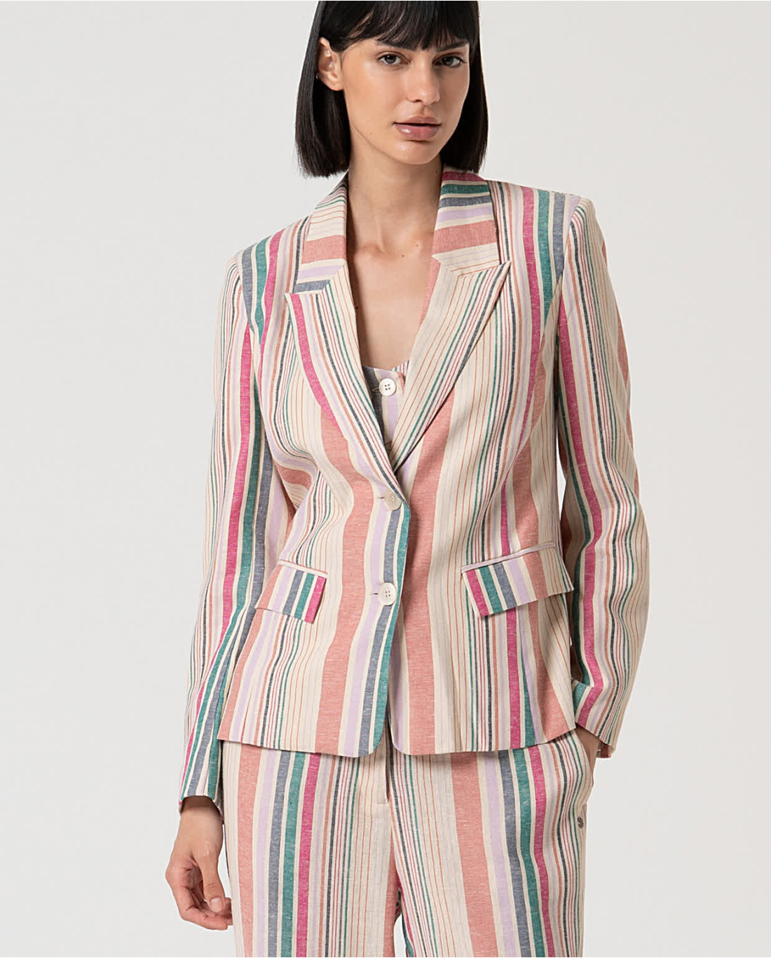 Blazer de lino de rayas