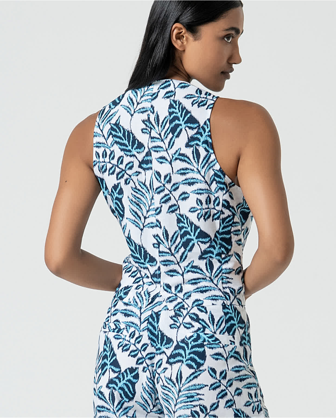 Chaleco de lino estampado