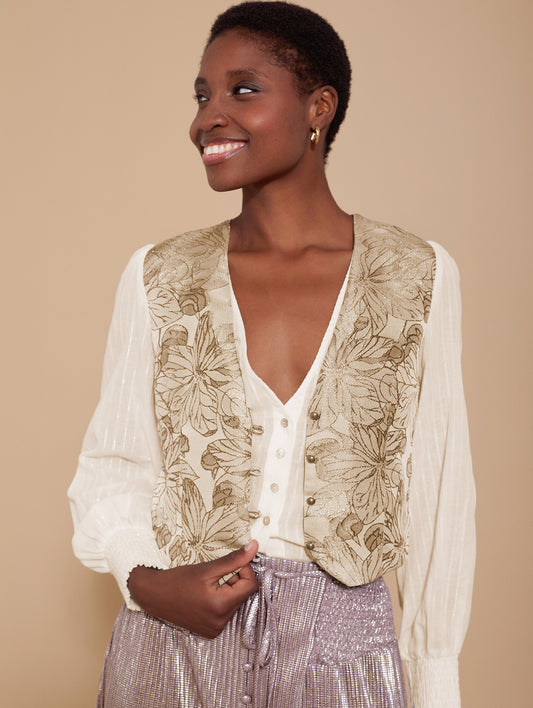 Blusa con chaleco de jacquard