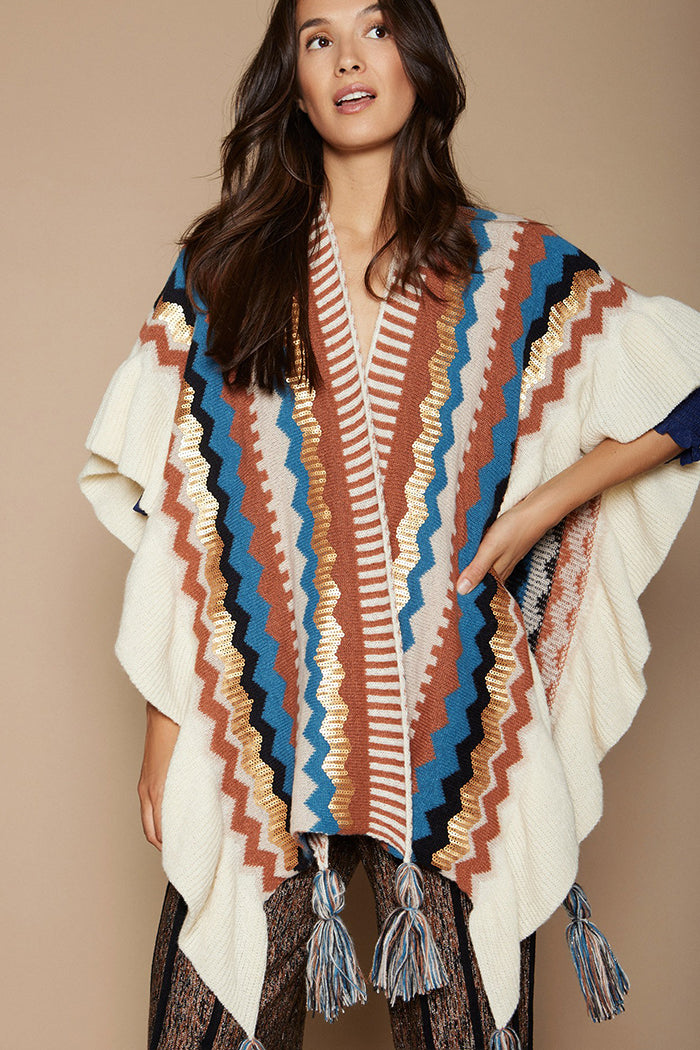 Veste poncho tricotée 