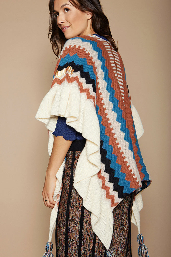 Veste poncho tricotée 